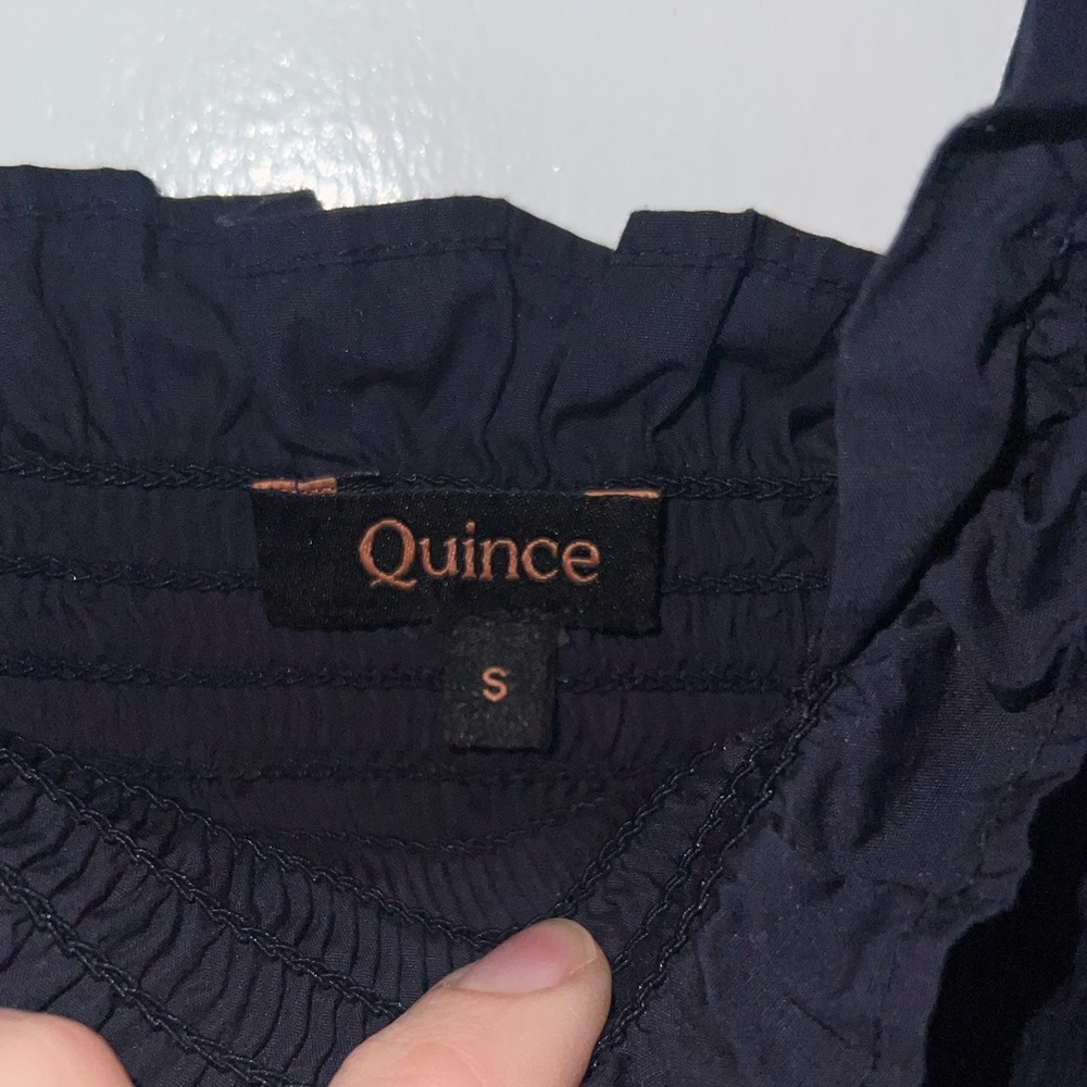 Quince Navy Smocked Maxi Dress with Ruffled Straps - Picture 2 of 2